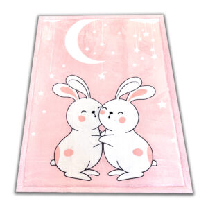 Gruby dywan dziecięcy różowy PUFFY SOFT miękki jak dywan rabbit króliczki