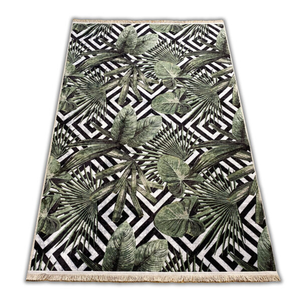 Dywan zielony nowoczesny geometryczny PRINT 129-801