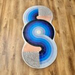 Soft blue foam rug in an original shape