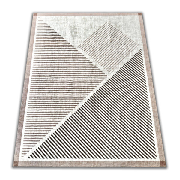 Miękki nowoczesny geometryczny dywan beżowo brązowy