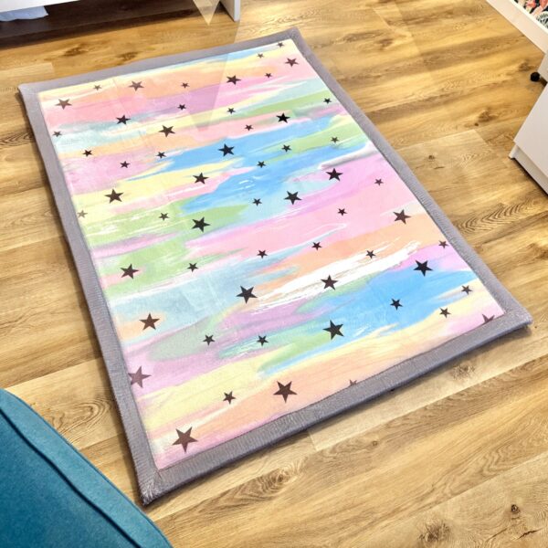 PUFFY SOFT Thick Children's Rug – Soft Like a Rabbit Rug with Rainbow Stars