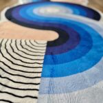 Soft blue foam rug in an original shape