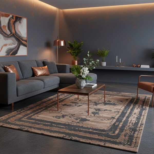 Dywan glamour z ramką Costa Gold F283