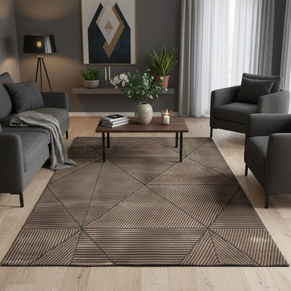 Dywan nowoczesny geometryczny antracytowy Costa Gold F019