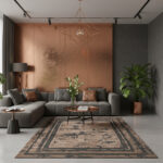 Dywan glamour z ramką Costa Gold F283