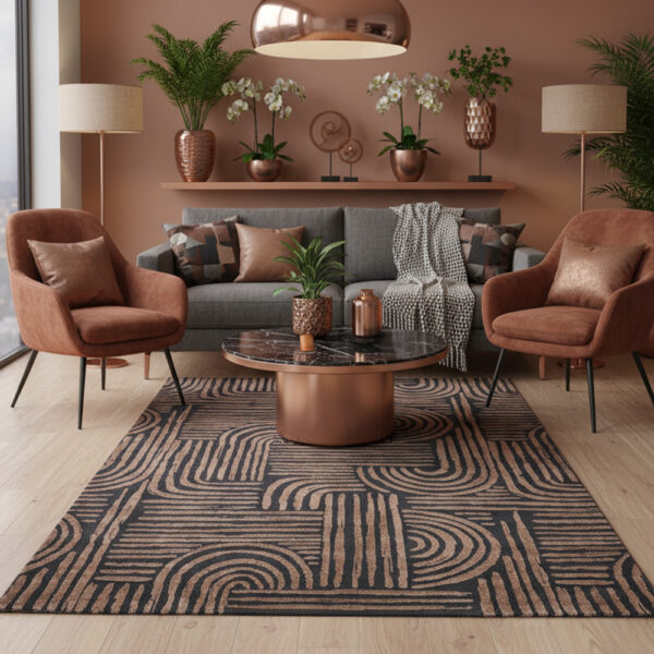 Art Deco rug with a unique pattern: Costa Gold F285