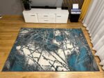 Nowoczesny turkusowy dywan New Idea 3706BS35