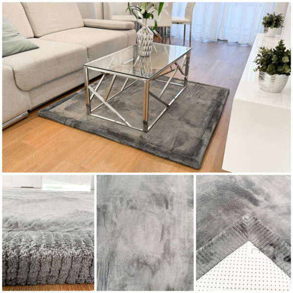 Thick square PUFFY SOFT rug, as soft as a rabbit rug – GREY