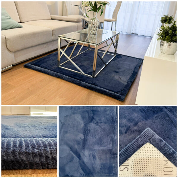 Thick square PUFFY SOFT rug, as soft as a rabbit rug – NAVY