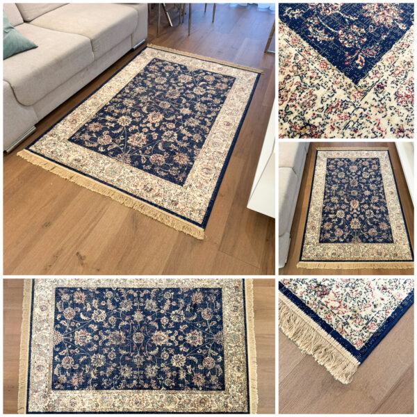 Ekskluzywny cienki tradycyjny dywan granatowy Bellucci 84593 NAVY