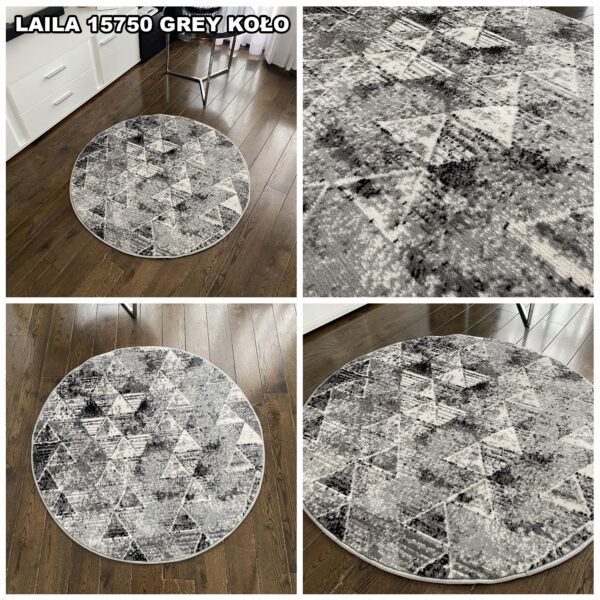 Nowoczesny miękki dywan okrągły LAILA 15750 Grey