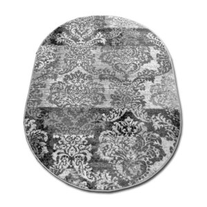 Gęsty miękki dywan owalny szary Laila 15752