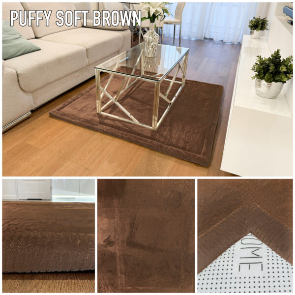 Thick square PUFFY SOFT rug, as soft as a rabbit rug – BROWN