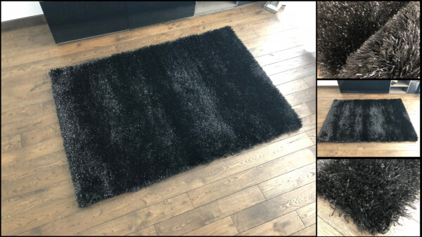 ROMA Black Shaggy Shiny Rug