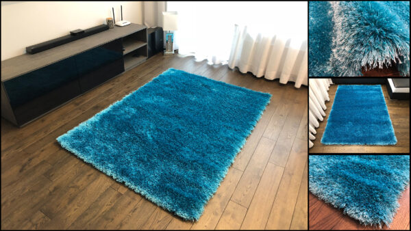 ROMA Shaggy Shiny Rug, Turquoise
