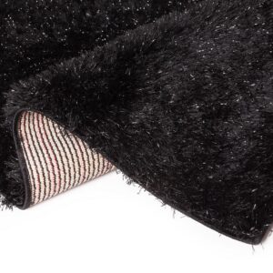 ROMA Black Shaggy Shiny Rug
