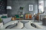 Modny dywan New Idea szara wstążka