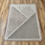Miękki nowoczesny geometryczny dywan beżowo brązowy