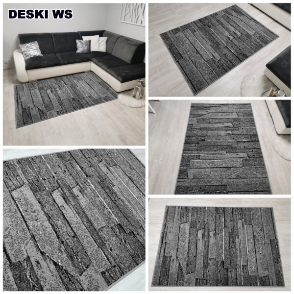 Gęsty dywan New Idea deski szare