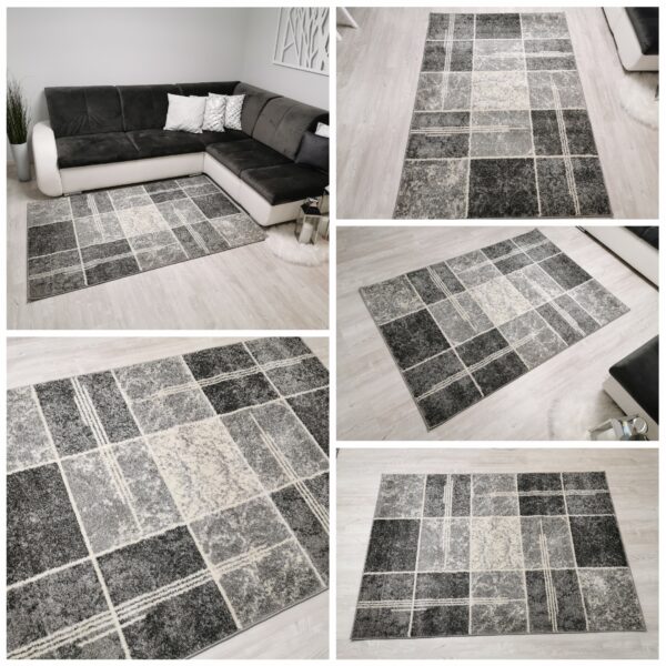 Dywan turecki modny miękki New Gold Kwadraty grey