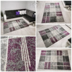 Dywan turecki modny miękki New Gold Kwadraty purple