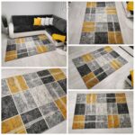 Dywan turecki modny miękki New Gold Kwadraty yellow