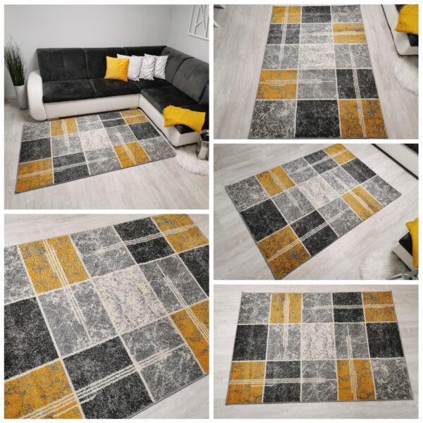 Dywan turecki modny miękki New Gold Kwadraty yellow
