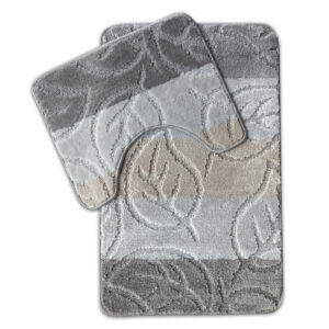 2-piece bathroom set, leaf pattern, beige-gray