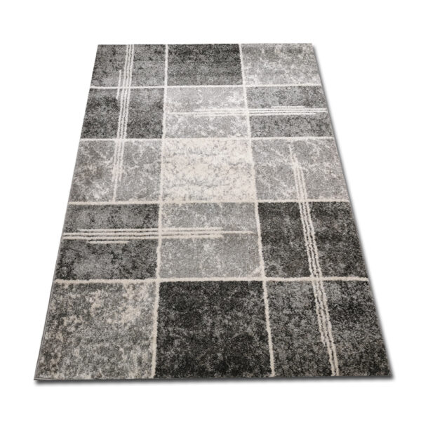 Dywan turecki modny miękki New Gold Kwadraty grey